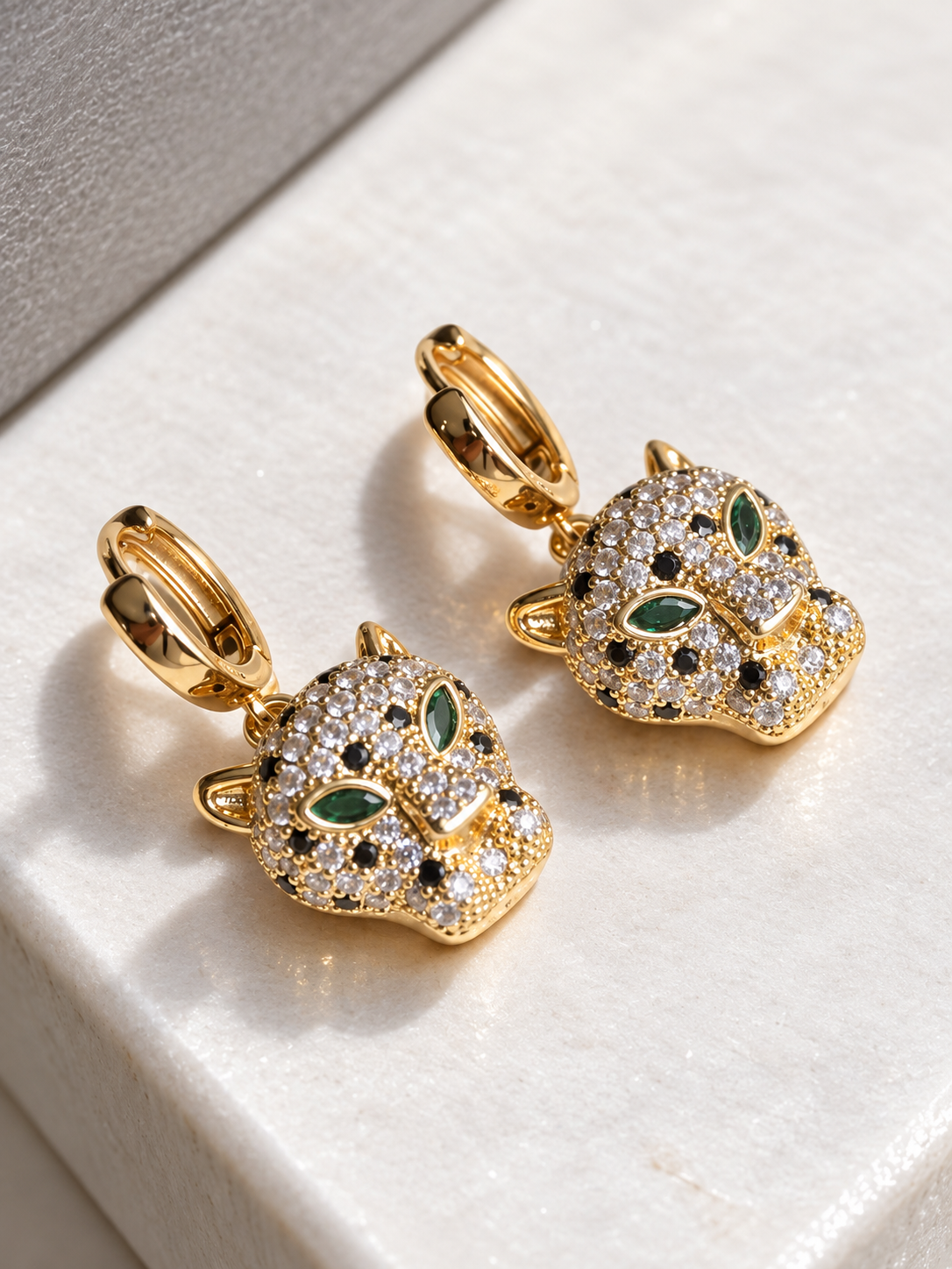 Emerald panther earrings