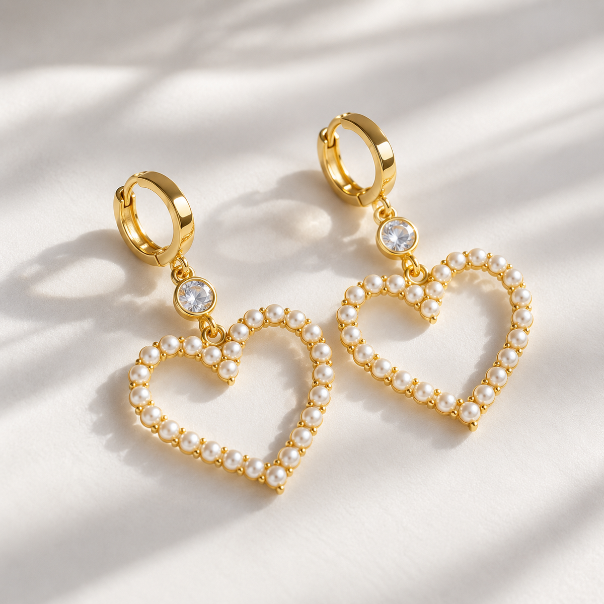 Pearl heart earrings