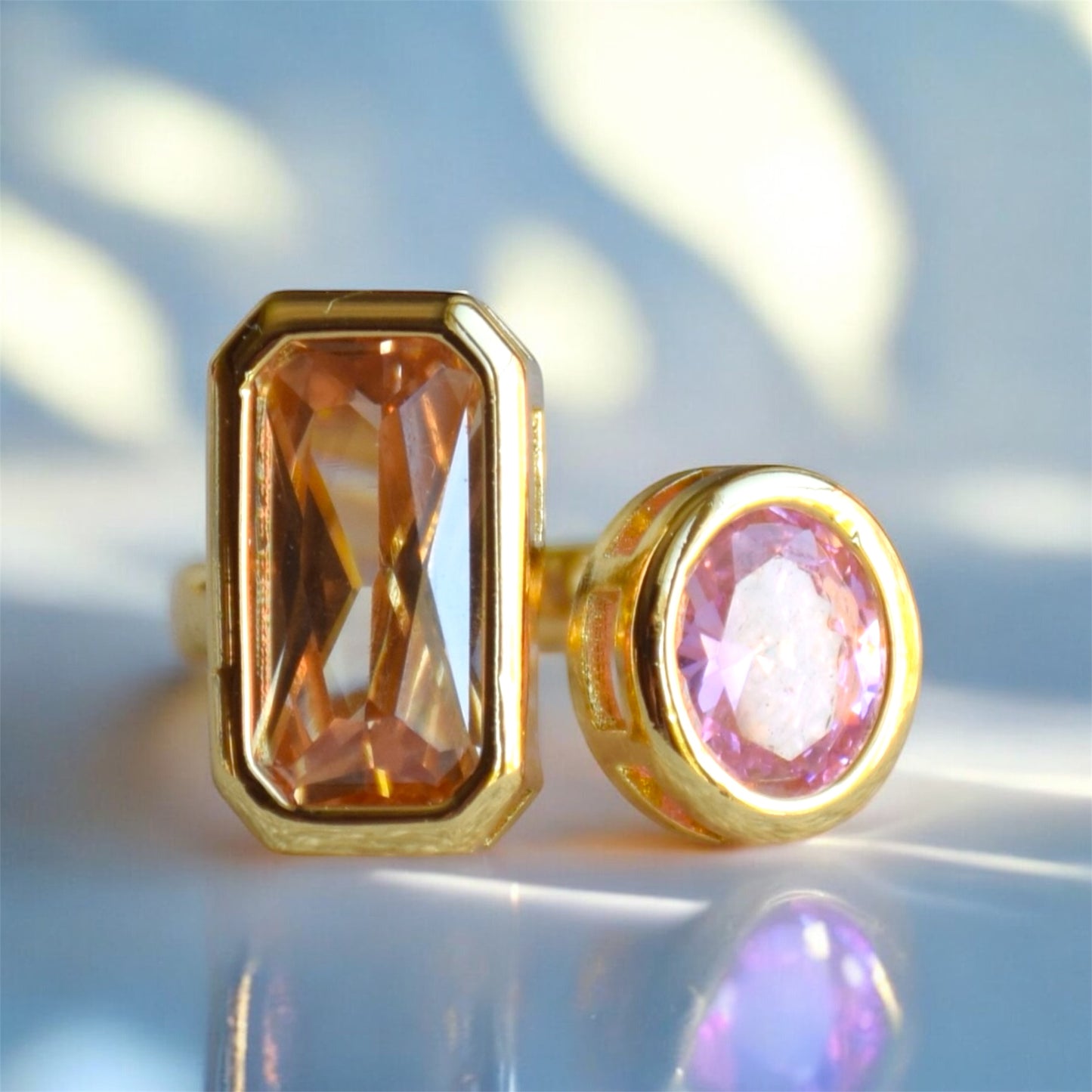 Peachy pink gold ring