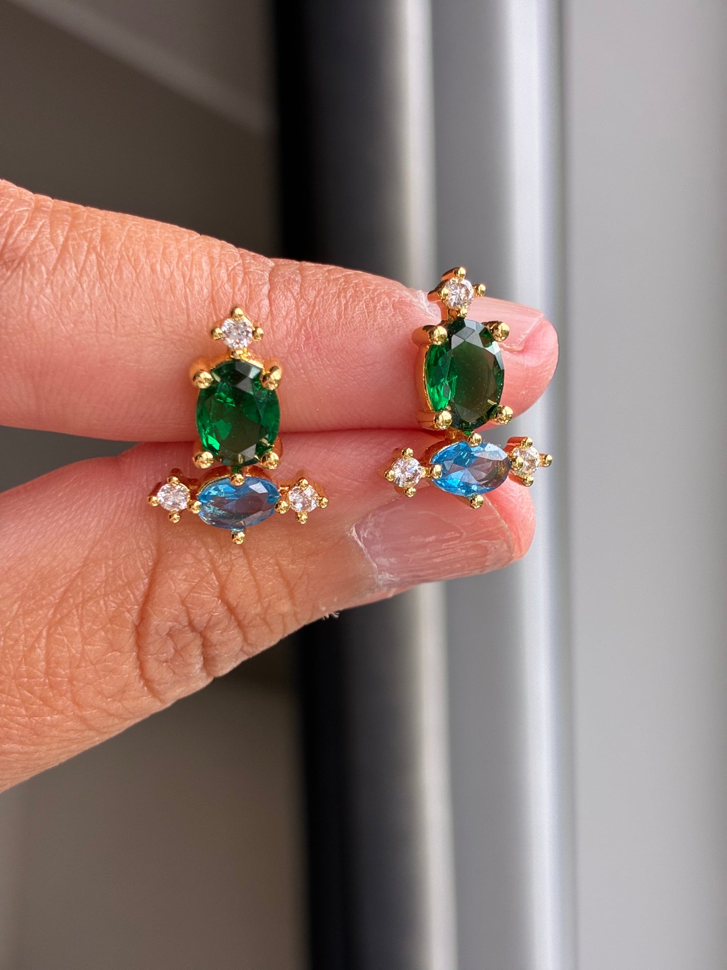 Green blue earrings