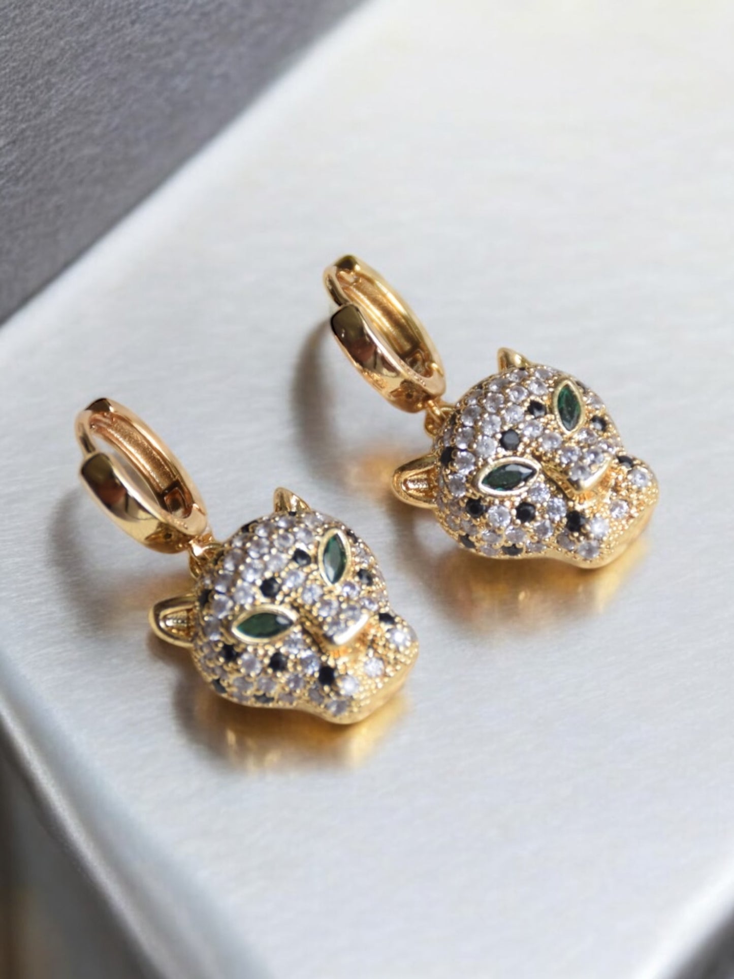Emerald panther earrings