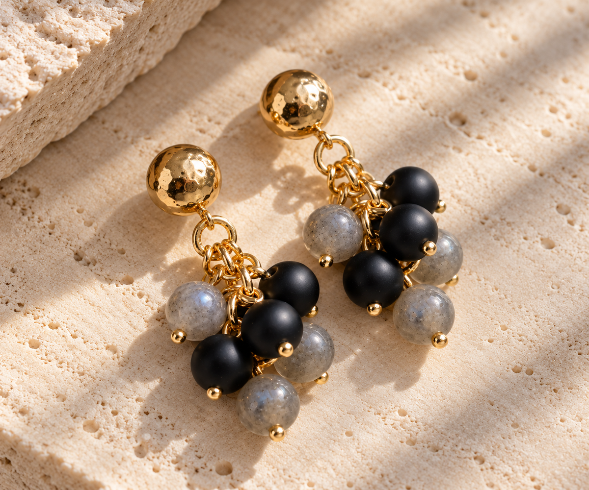Midnight cluster earrings
