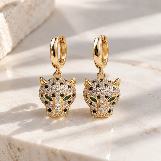 Emerald panther earrings