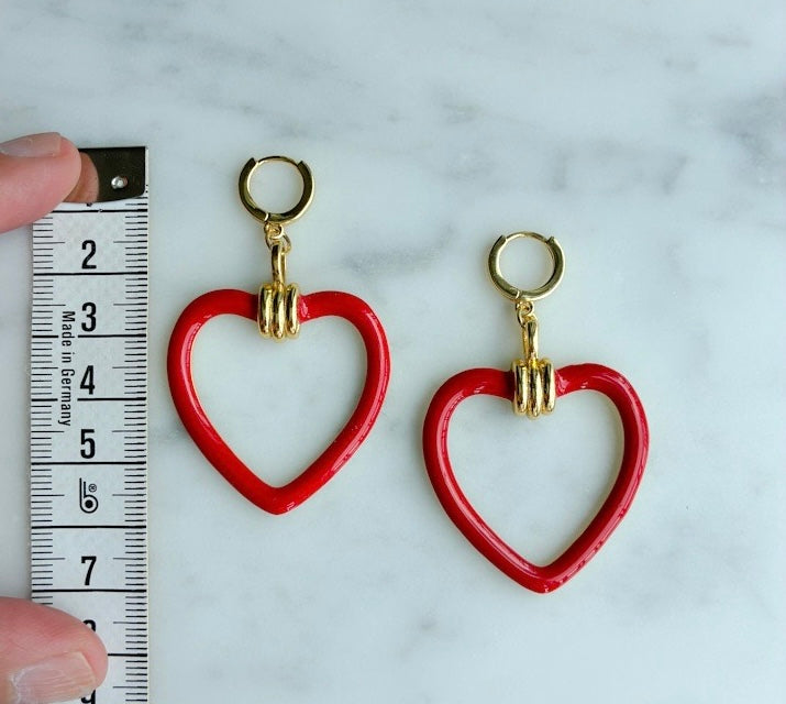 Red heart earrings