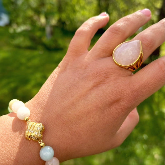 Rose quartz beauty ring