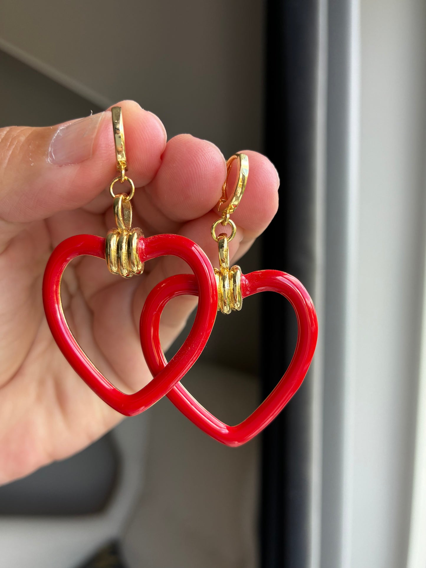 Red heart earrings