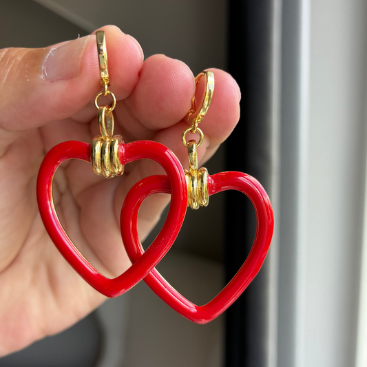 Red heart earrings