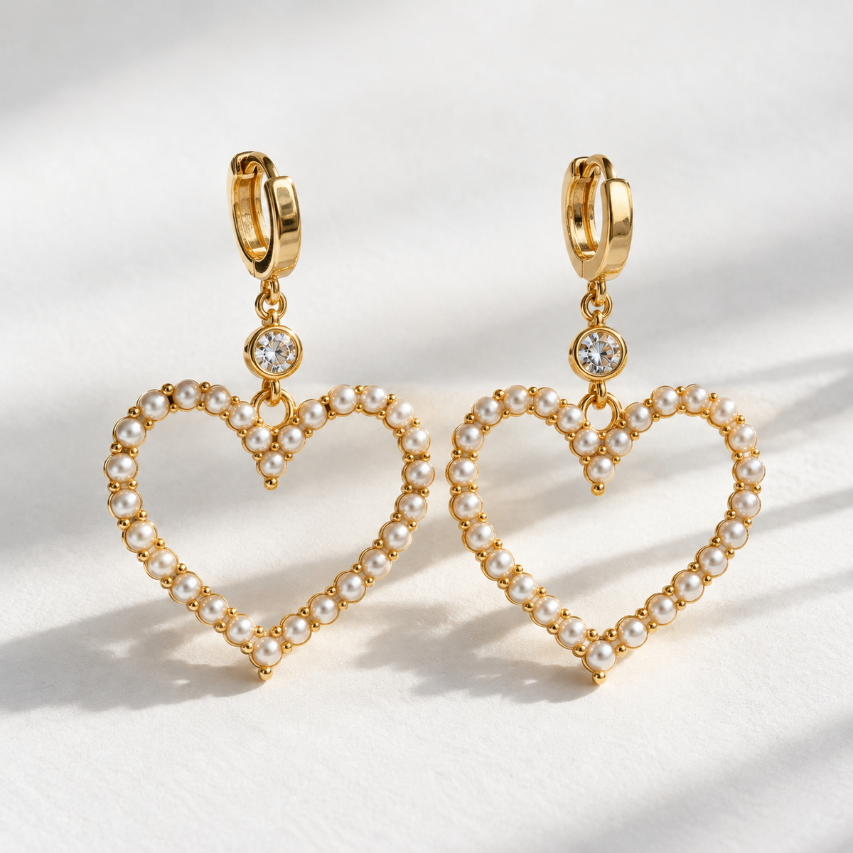 Pearl heart earrings