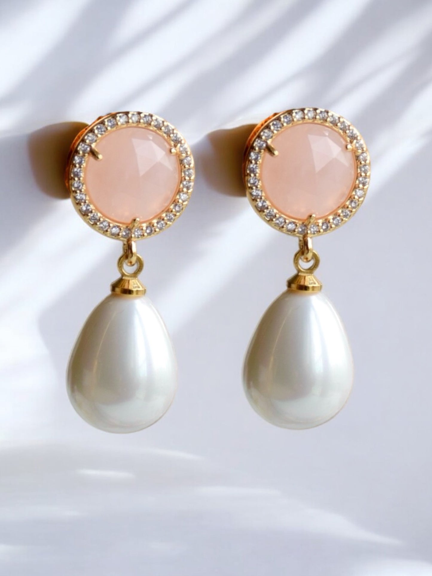 Pink opal earrings