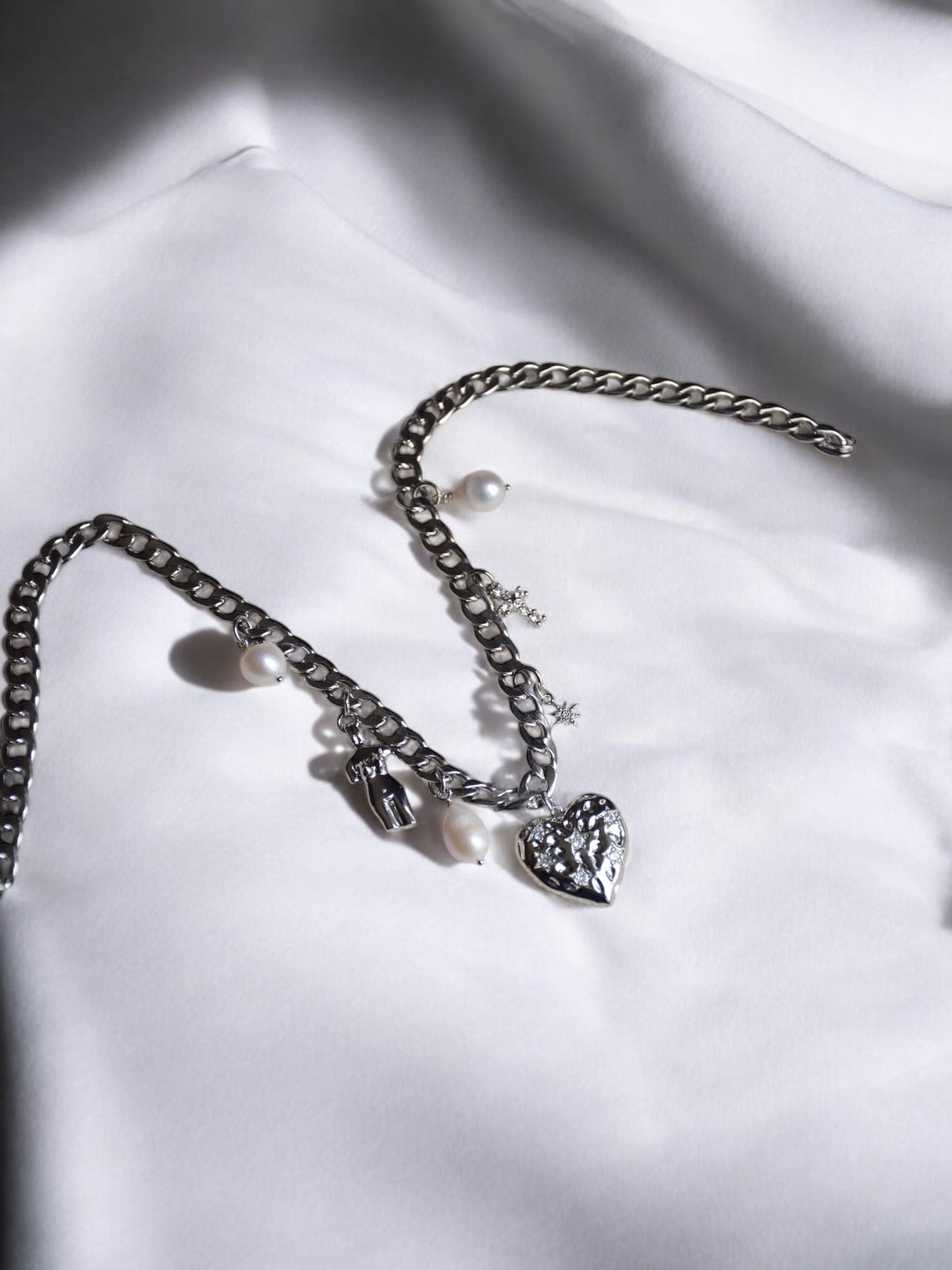 Perfect charm silver necklace