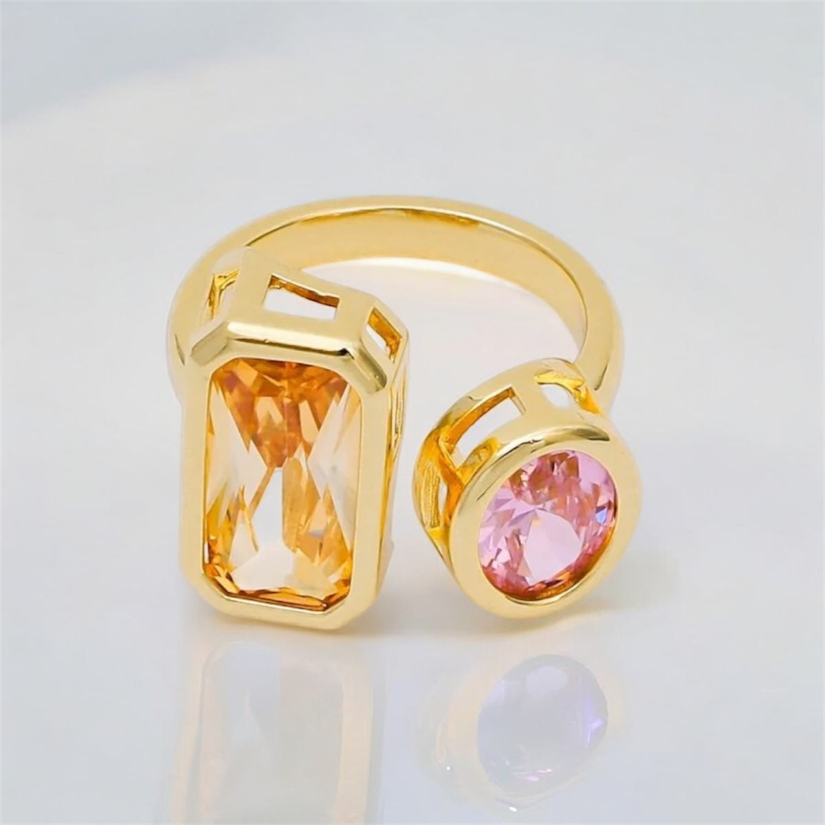Peachy pink gold ring