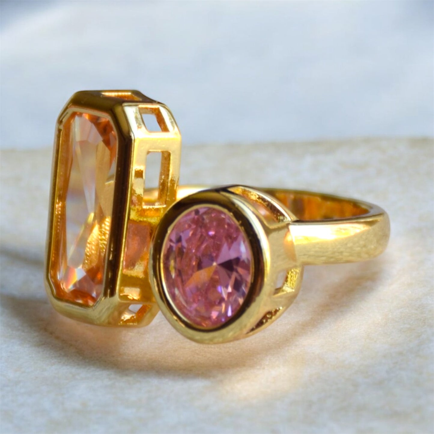 Peachy pink gold ring