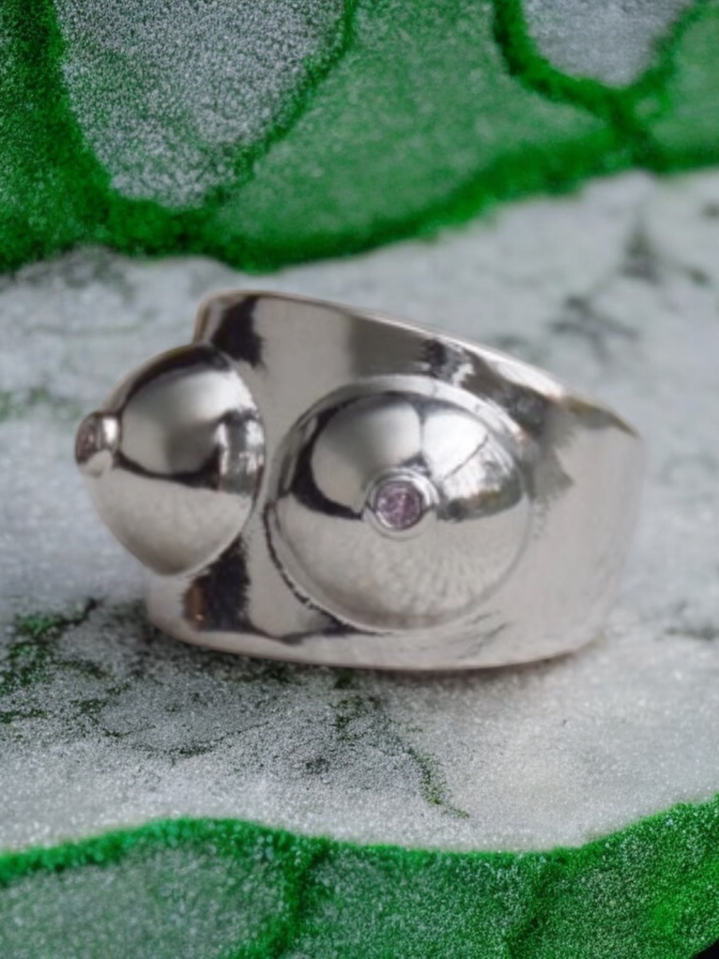 Boobs silver ring