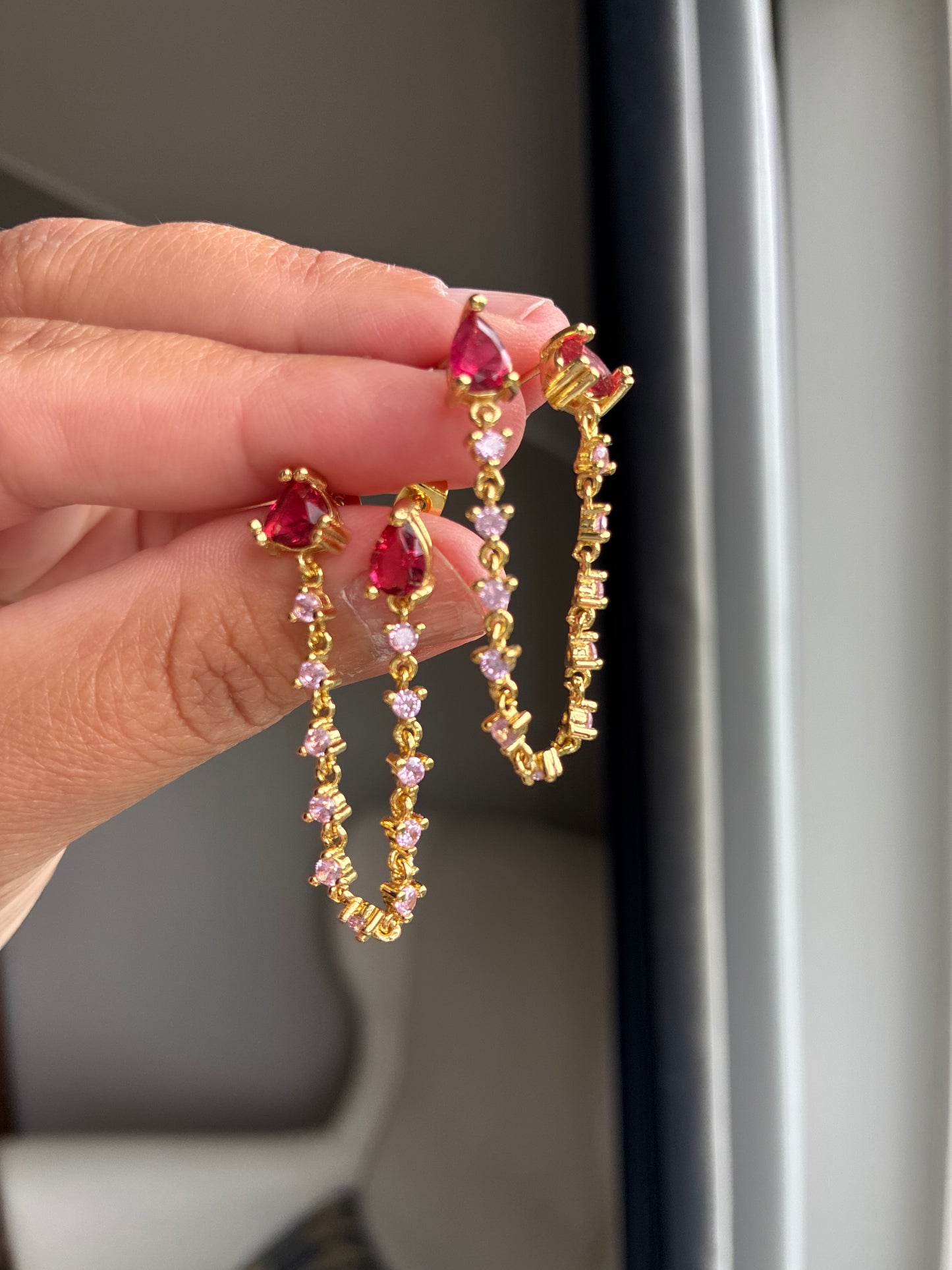 Pink red earrings