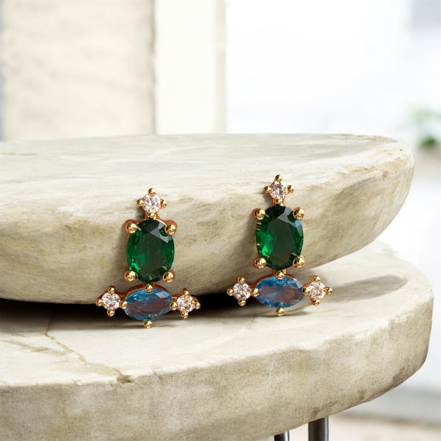 Green blue earrings
