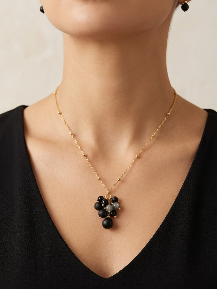 Midnight cluster necklace