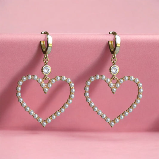 Pearl heart earrings