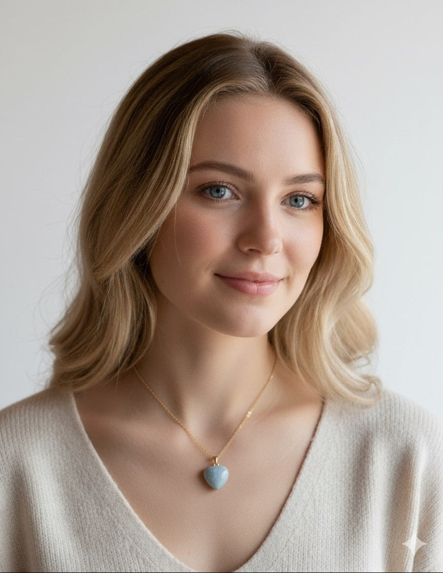 Aquamarine heart necklace