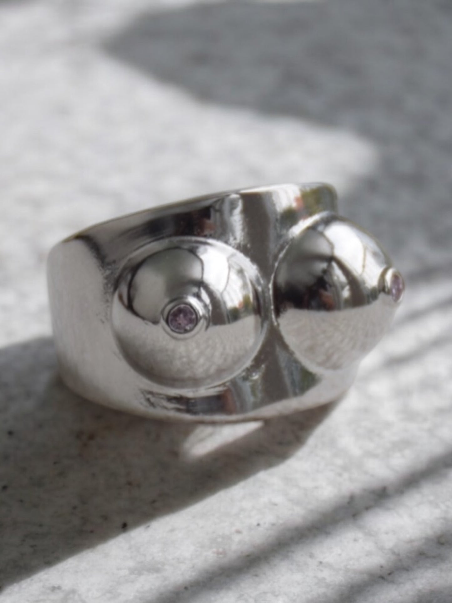 Boobs silver ring