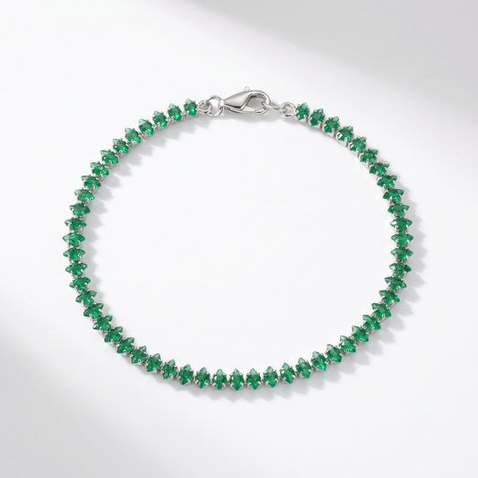 Brigitte silver green tennis bracelet