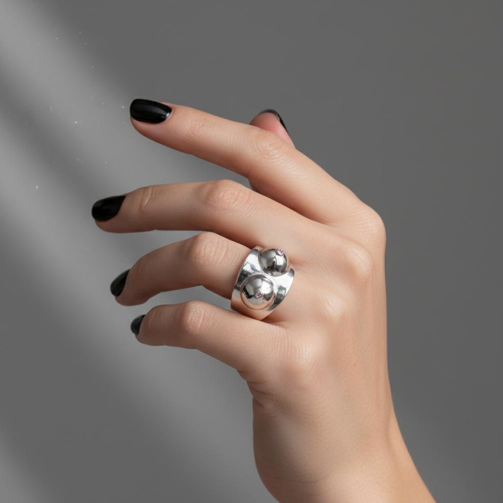 Boobs silver ring