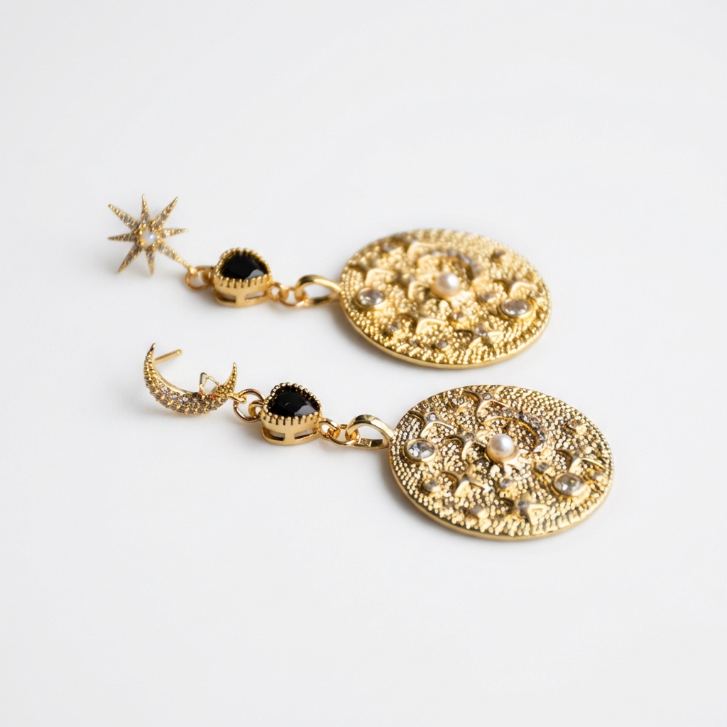 Luna star black earrings