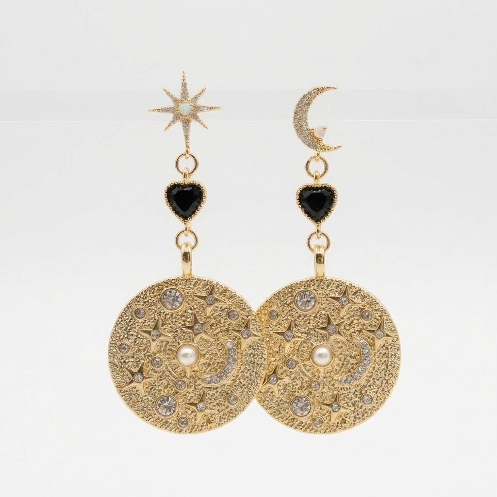 Luna star black earrings