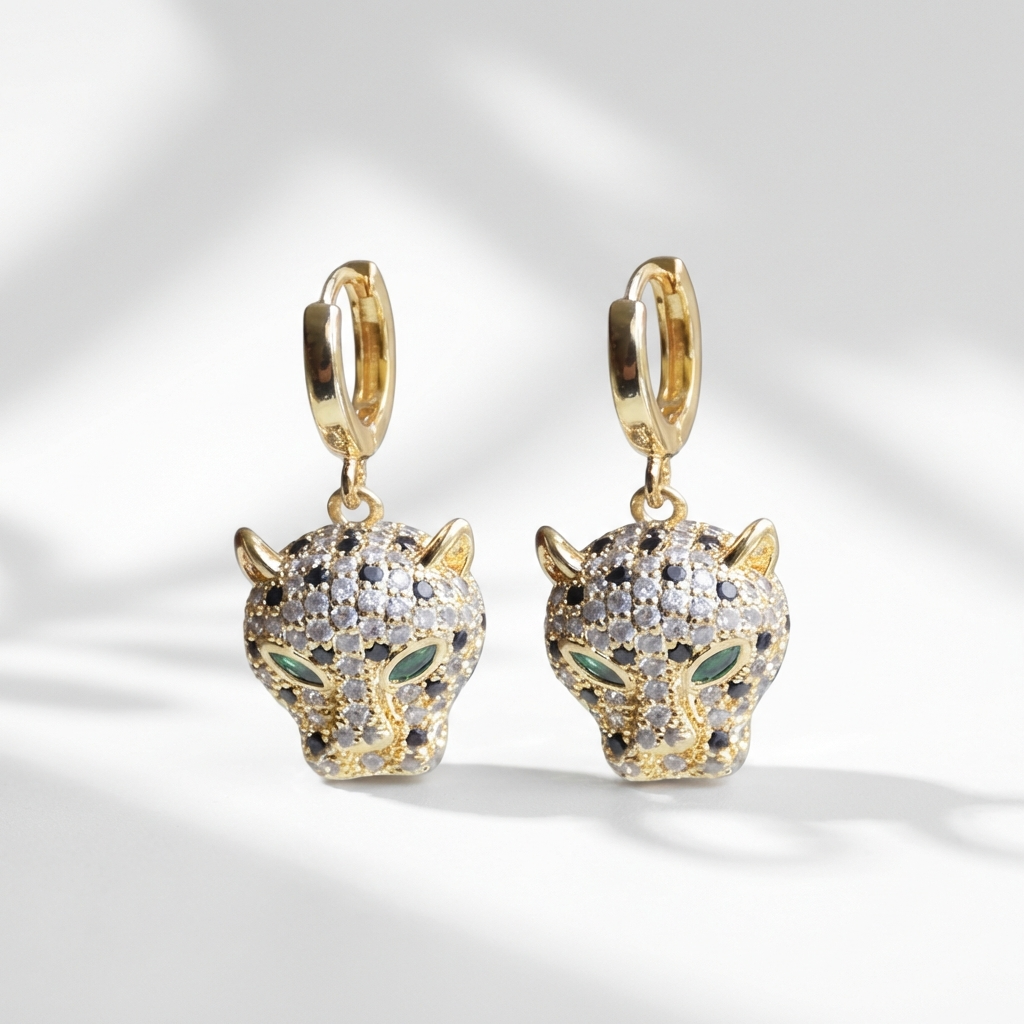 Emerald panther earrings