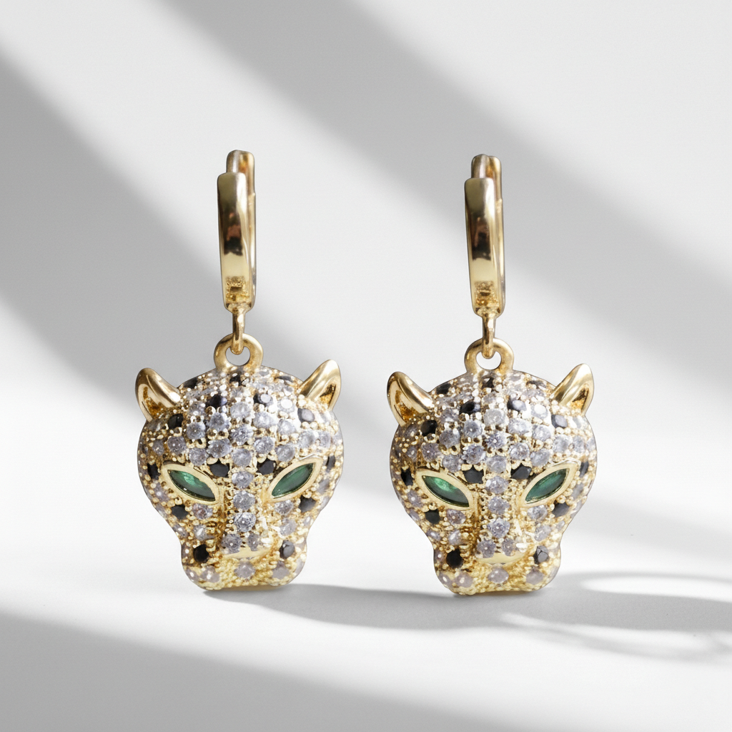 Emerald panther earrings