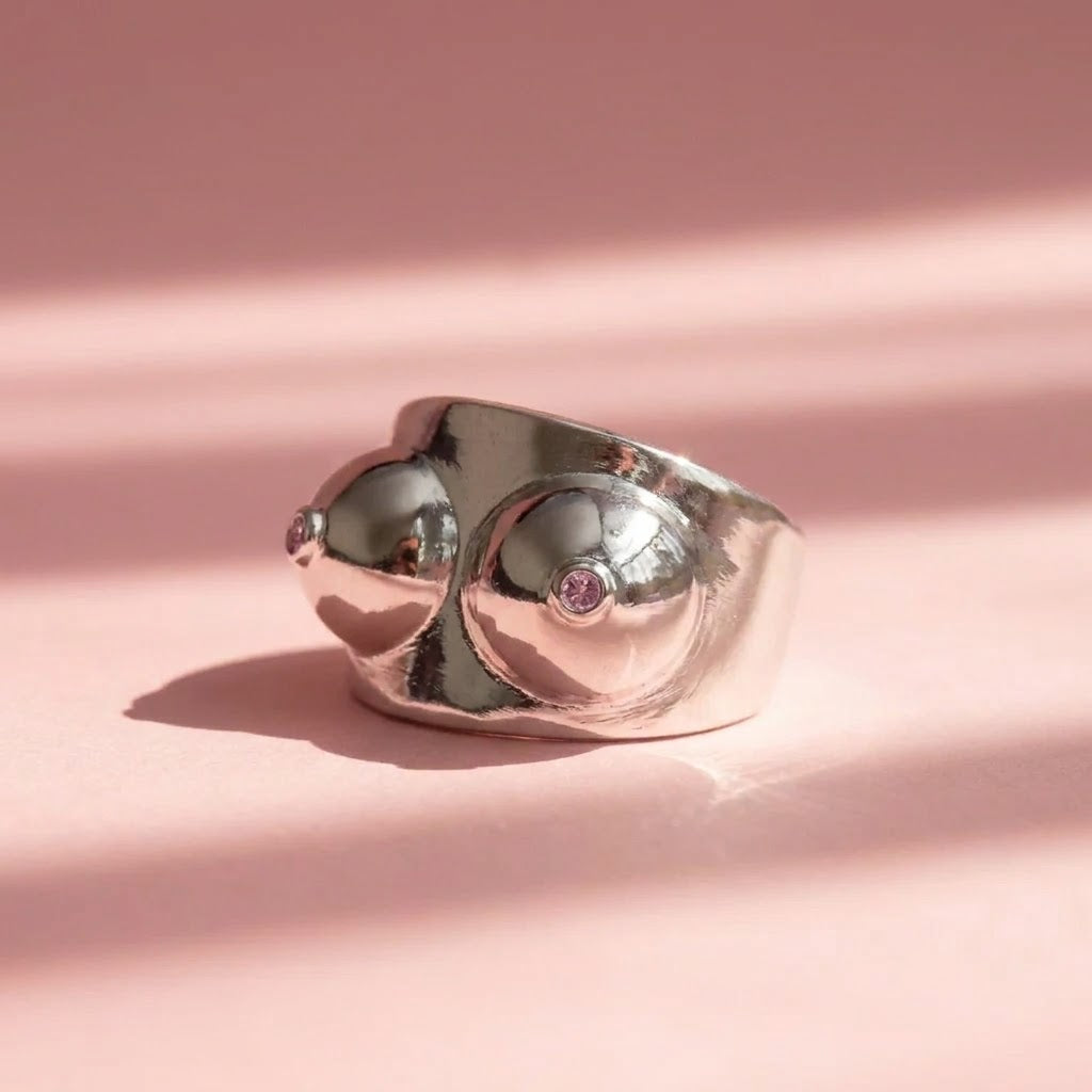 Boobs silver ring