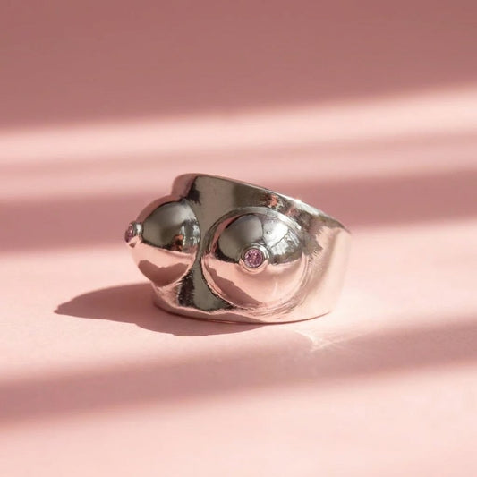 Boobs silver ring